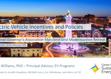 Title slide of the presentation Electric Vehicle Incentives and Policies