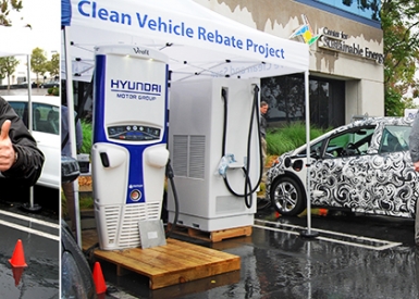 Photos of electric vehicle charging test symposium