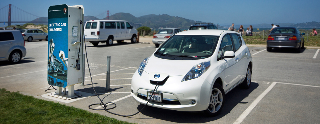 Electric vehicle at charging station