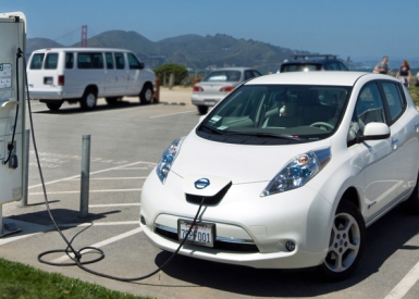 Electric vehicle at charging station