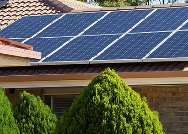 Photo of solar panels on home rooftop