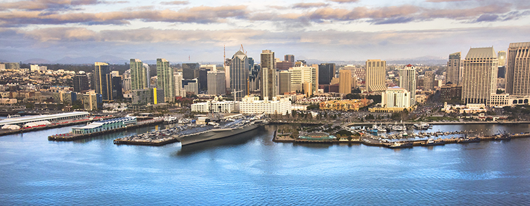 Aerial photo of San Diego harbor