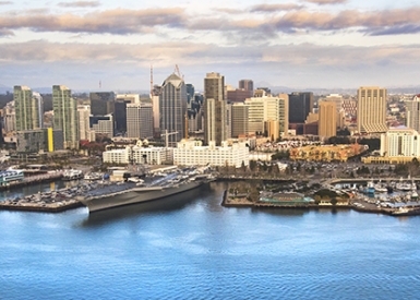 Aerial photo of San Diego harbor